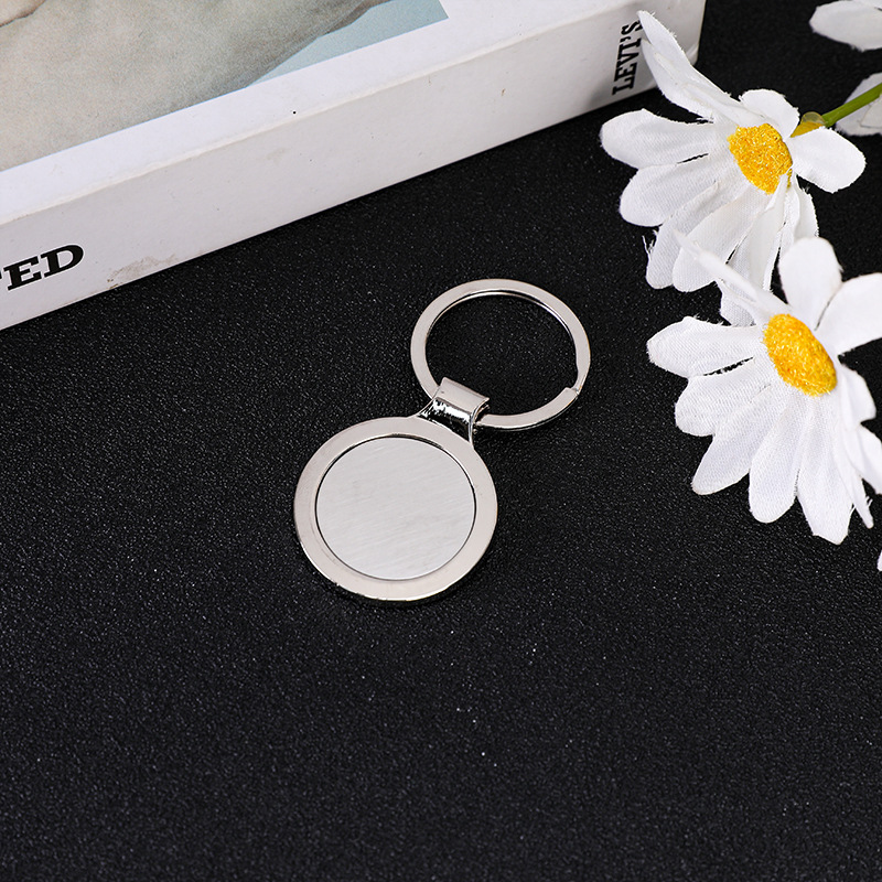 Llavero de una sola fila de aleación de zinc de moda, llavero anti-pérdida de coche, colgante, etiqueta en blanco, pegamento láser de doble cara