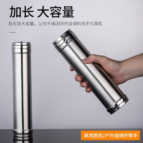 Stainless steel seasoning jar sprinkle salt pepper pepper barbecue seasoning bottle repackaged large hole ultra-fine kitchen commercial