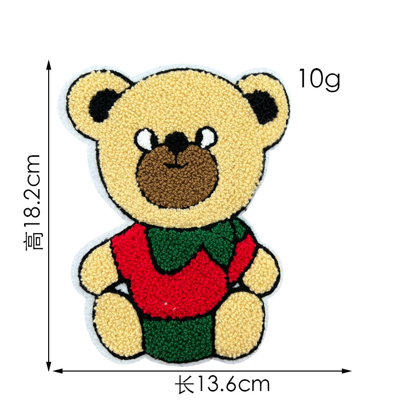 Toalla de oso de dibujos animados pegatinas de tela bordadas spot accesorios de ropa al por mayor ropa de oso abrigo parche de agujero