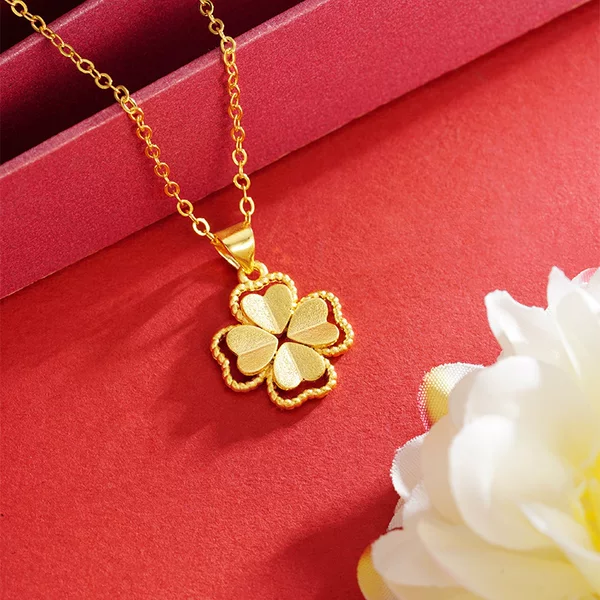 Color-Preserving Sand Gold Four-Leaf Clover Niche Versatile DIY Pendant Vietnamese Sand Gold Flower Jewelry Gold-Plated Accessible Luxury Style