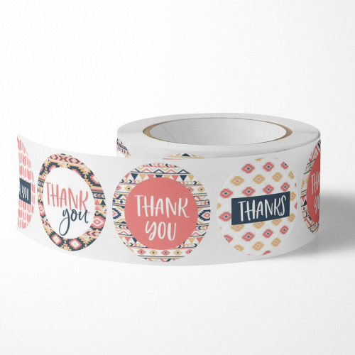 New 8 patterns thank you stickers rolled flower holiday decoration labels cross-border sealing stickers