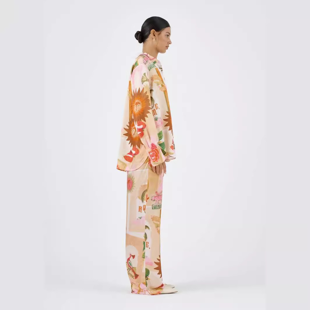 Polyester Fabric Type Pant Co-ord Set Sets Type 2 Pieces Set Quantity Holiday Occasion Holiday Women's Casual Vacation Animal Letter Polyester Printing Pant Co-ord Set Pants Sets