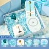 Blue glass, postcard, keeps constant temperature, bouquet, flashing light