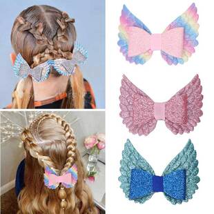 Europe and the United States cross-border hot sale Glitter fine onion powder sequins Unicorn Children's hair clip Angel Wings top clip headdress