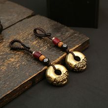 黄铜貔貅平安扣钥匙扣挂件 男女汽车钥匙包包吊坠手工绳铜工艺品