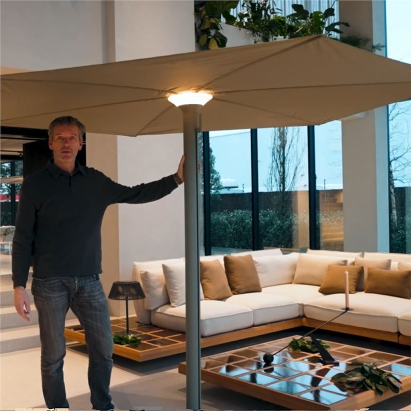 Nuevo paraguas solar al aire libre sombrilla terraza paraguas de columna de ocio patio de Milán stand de iluminación al aire libre