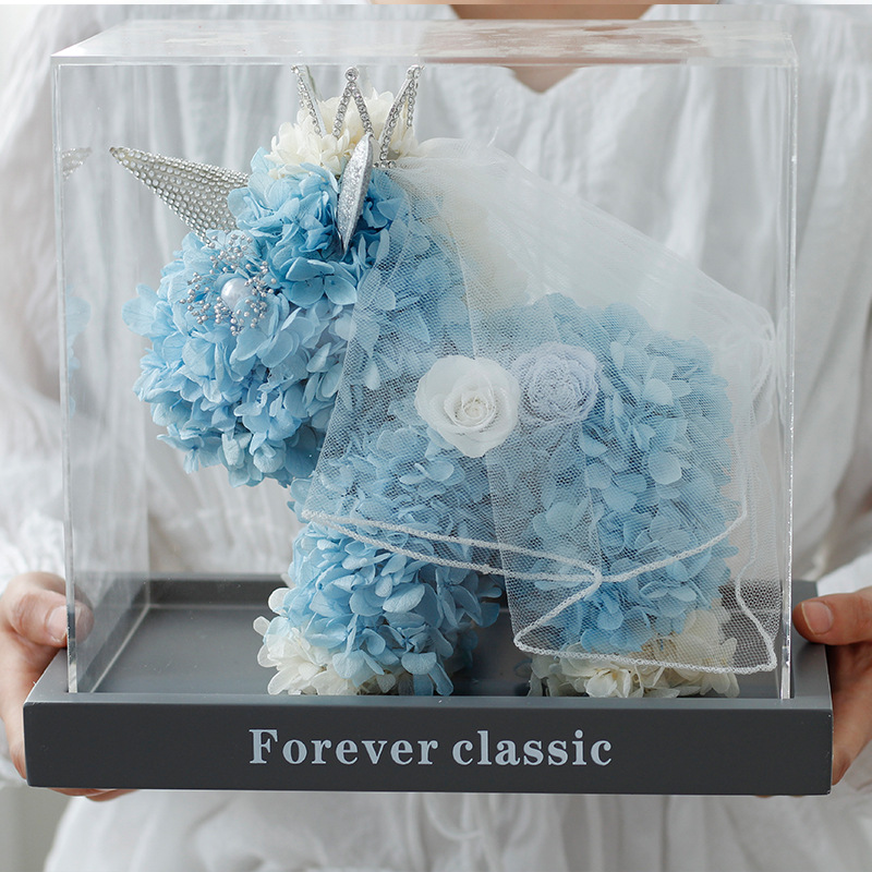 Flores verdaderas rosa unicornio Yunnan inmortalidad flores personalizadas muñecas de hortenida al por mayor acrílico red flores hechas a mano