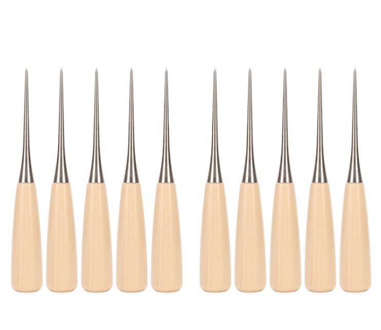 Con punzón de revestimiento, punzón de madera maciza, punzón para accesorios de costura de bricolaje, cuero, tela, punzón de mil piezas, 17g