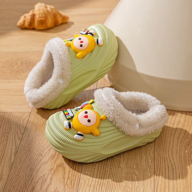 Eggboy Kidsren's Cotton Slippers Winter Boys and Girls Baby Indoor Removable and Washable Liner Waterproof Anti-Slip Thickeneded Velvet Cotton Slippers