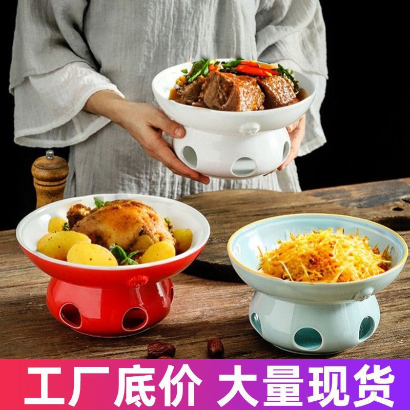 Ceramic Candle Heating Stove for Hunan Cuisine, Creative Dining Plates for Hotels and Restaurants, Ceramic Alcohol Stove