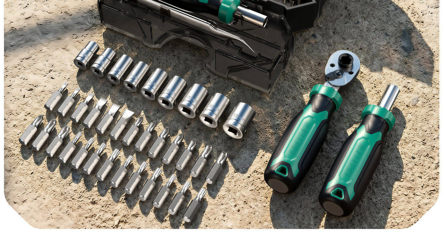 Green Forest [Moonlight Treasure Box] Ratchet Wrench Quick Dual-Use Mini Hex Key Three-In-One Socket Set