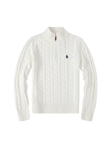 Popular Men's Autumn and Winter Wool Sweater with Stand Collar, Half-Zip, and Cable Knit Design
