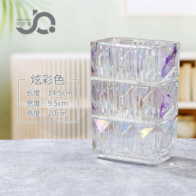 Glass Vase Rousseau Series, European-style Luxury, Black & Red Accent, 21×17.5×31.5 cm