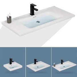 半嵌入式洗手盆卫生间陶瓷一体单盆浴室柜外贸洗脸洗漱台池台中盆