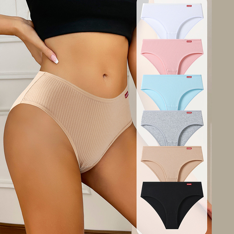 Cross-border explosions high waist plus size underwear cotton ribbed underwear shein ladies underwear briefs temu Europe and the United States