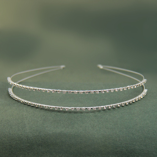 Glamorous Double Water Diamond Hair Pin and Headband for Women, French Retro Style, Elegant and Versatile Outfit Accessory, Summer Headband