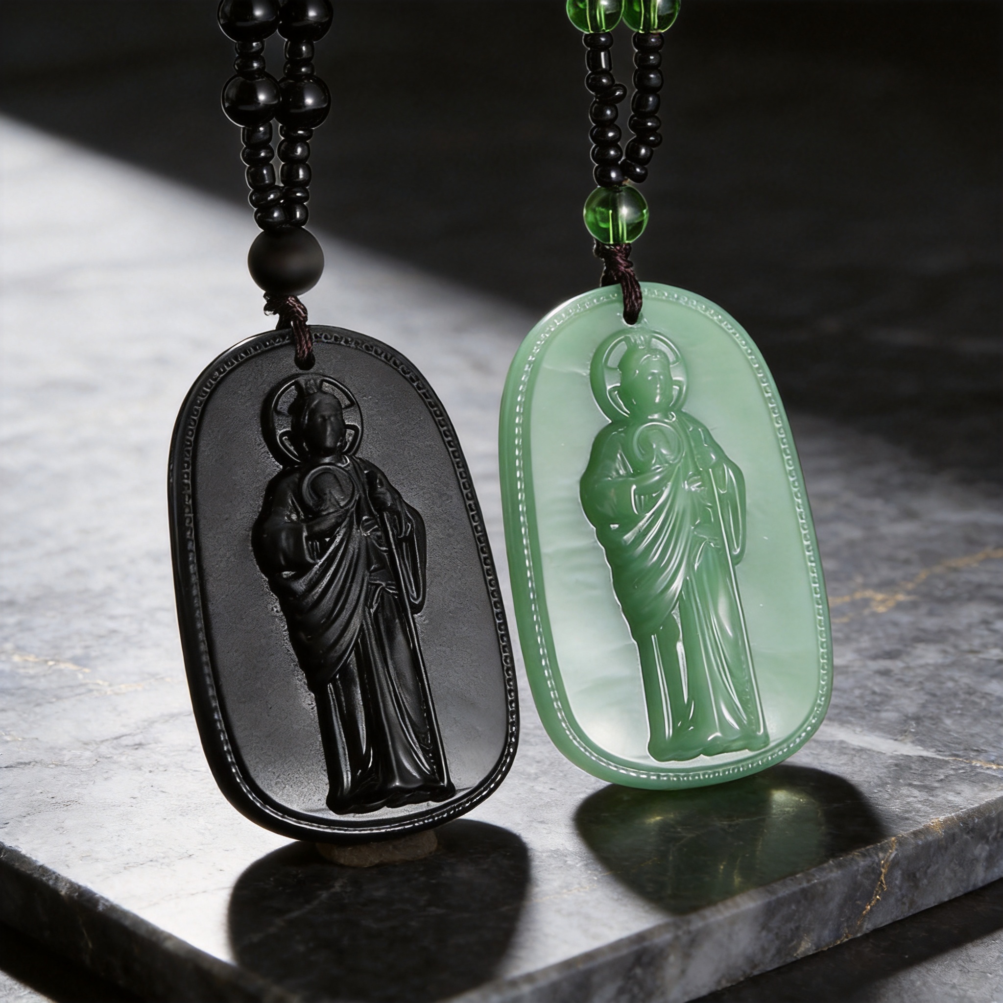 European and American Retro Relief Portrait Jewelry Pendant Necklace Cross-Border Export Imitation Obsidian Sweater Chain Personalized Fashion Trend