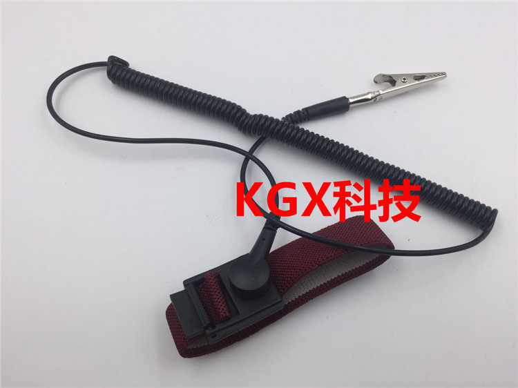 玫红白纱防静电手环 黑色有线防静电手腕带