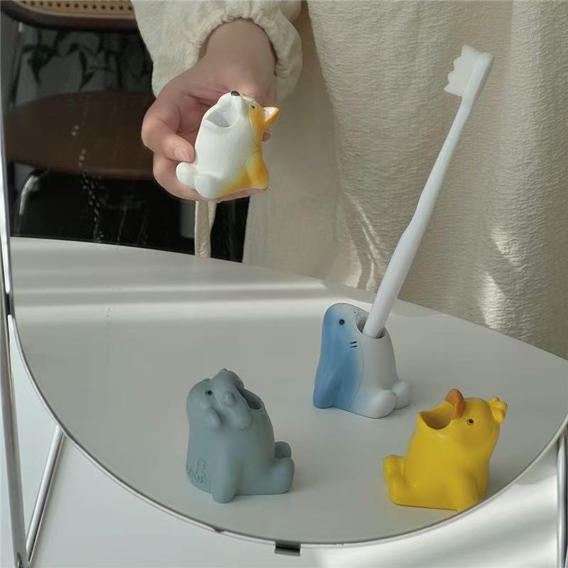 Estilo ins soporte de cepillo de dientes de animal de dibujos animados creativo para niños lindo soporte de dientes de baño estante de baño decoración
