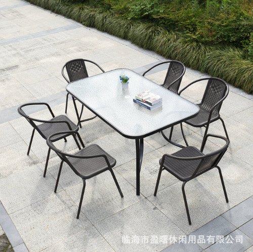 Outdoor table and chair set, balcony table and chair set, three-piece outdoor wicker chair combination, simple and casual outdoor courtyard set