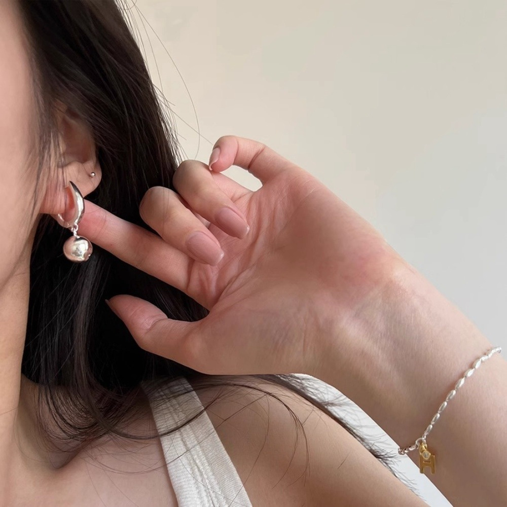 校園組U形扣耳環女S925純銀耳釘小眾設計高級顯臉瘦吸睛耳扣飾品