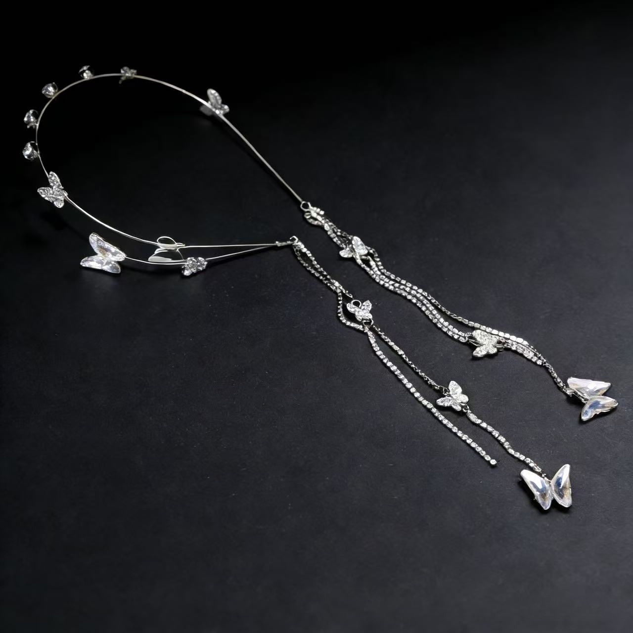 Nuevo diamante de perla mariposa bordilla de diseño de aro de cabello de aleación hecha a mano aro de cabello de alta sensación