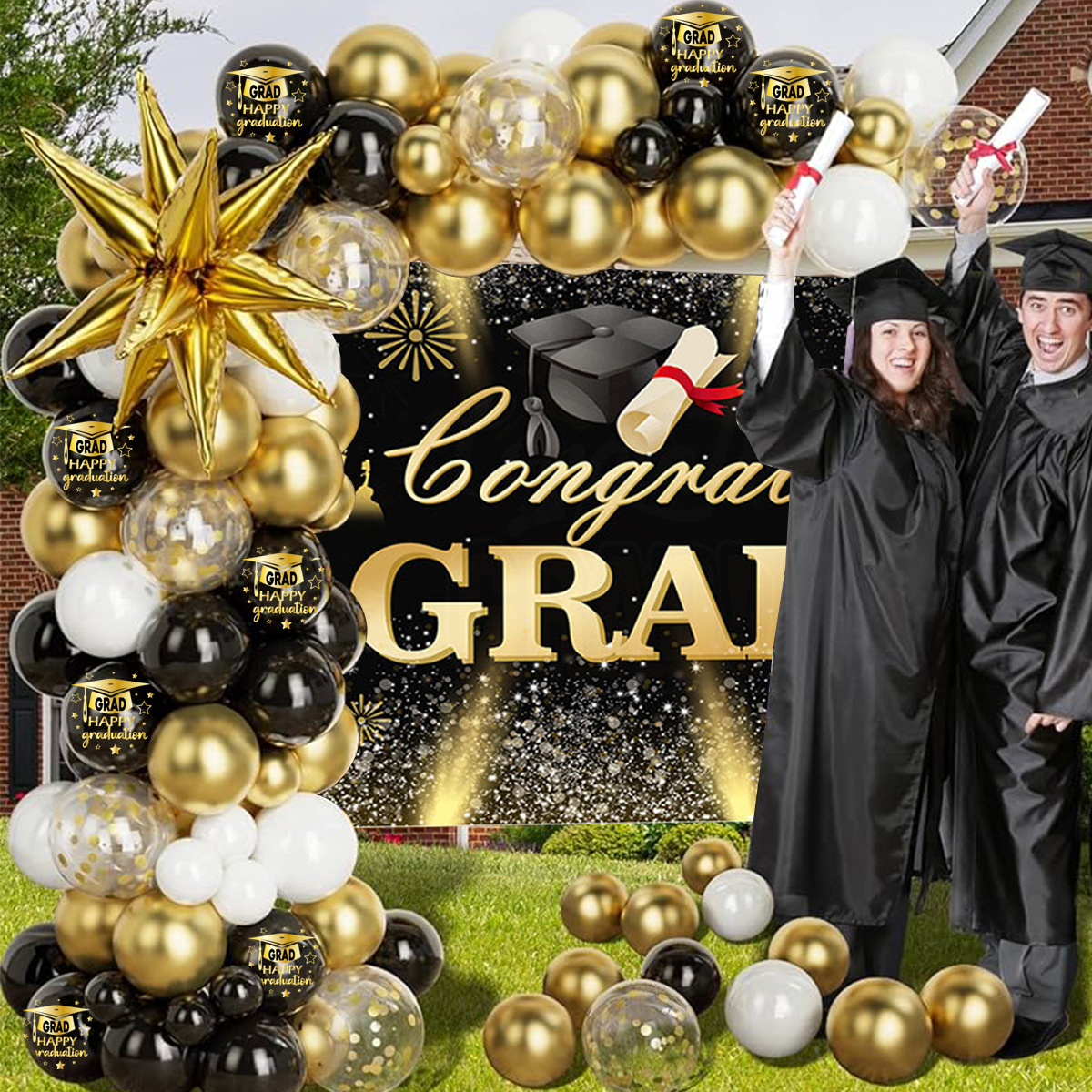 Decoración de la temporada de graduación Globos de látex Decoración transfronteriza Fiesta escolar Globos de graduación de estudiantes redondos de 10 pulgadas