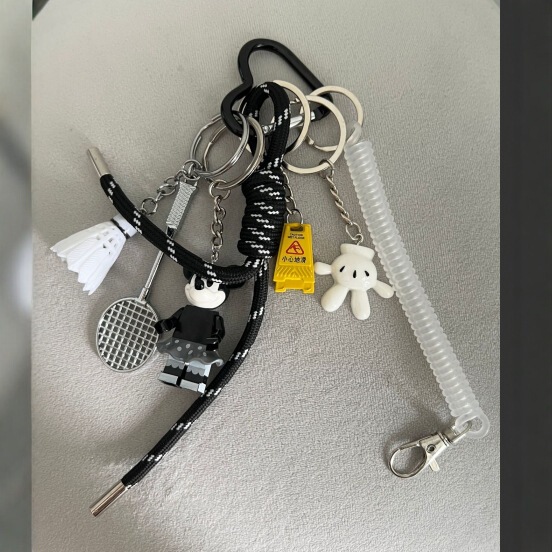 Ins Blogger with Niche Personalized Baseball Car Keychain Bag Pendant Handmade Couple Woven Lanyard Bag Pendant