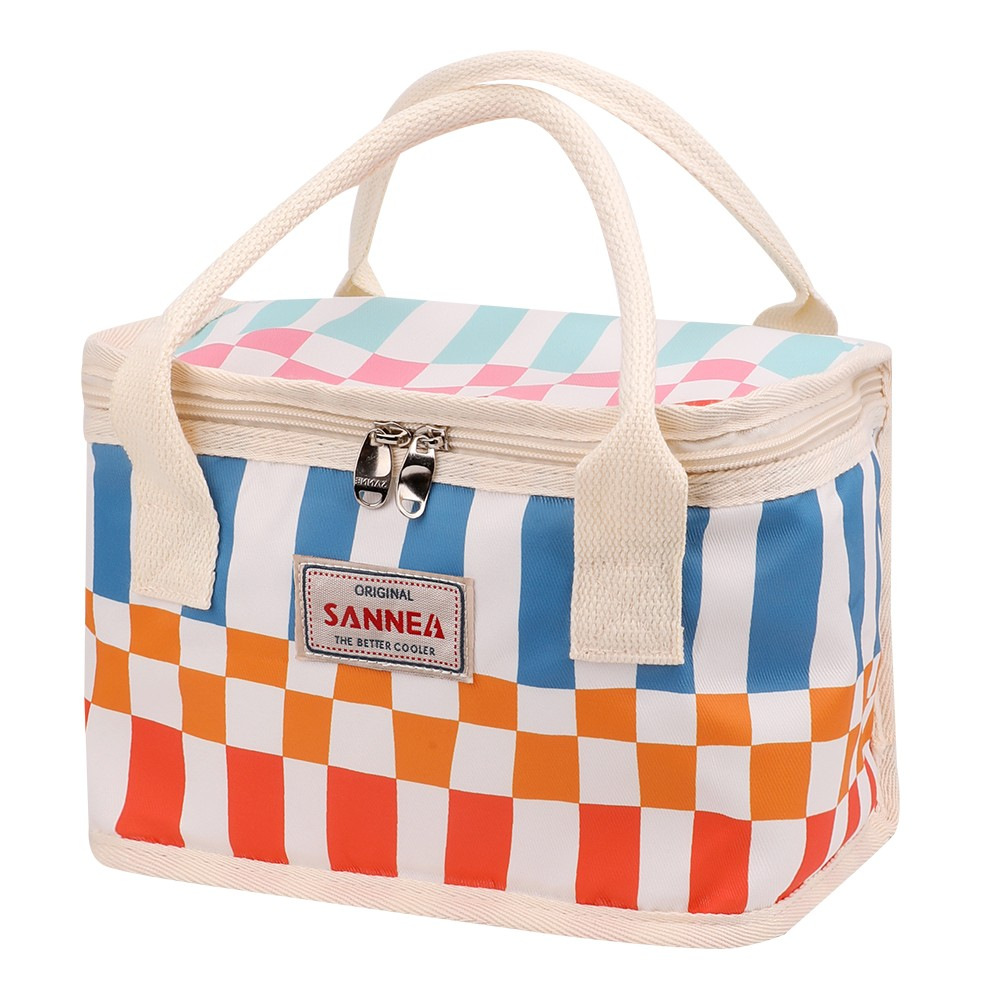 Bolsa de aislamiento con estampado de playa de Amazon Bolsa de hielo de tela Oxford para exteriores portátil Bolsa de bento de almuerzo fresco para estudiantes en stock