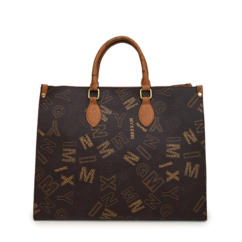 European American Retro Large-capacity Women's Tote Autumn And Winter Fashion PU Letter Shopping Bag, Stylish Handbag_voghion.com