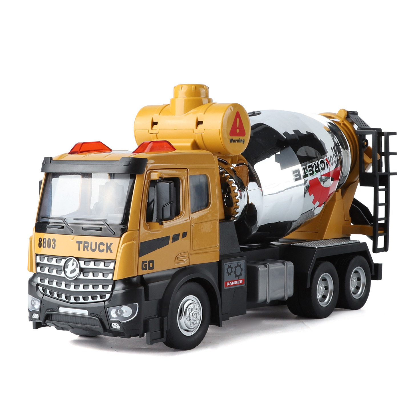 Control remoto 1: 18 ingeniería mezcladora modelo de aleación de automóviles luces y efectos de sonido juguetes para niños puzzle bebés regalos al por mayor