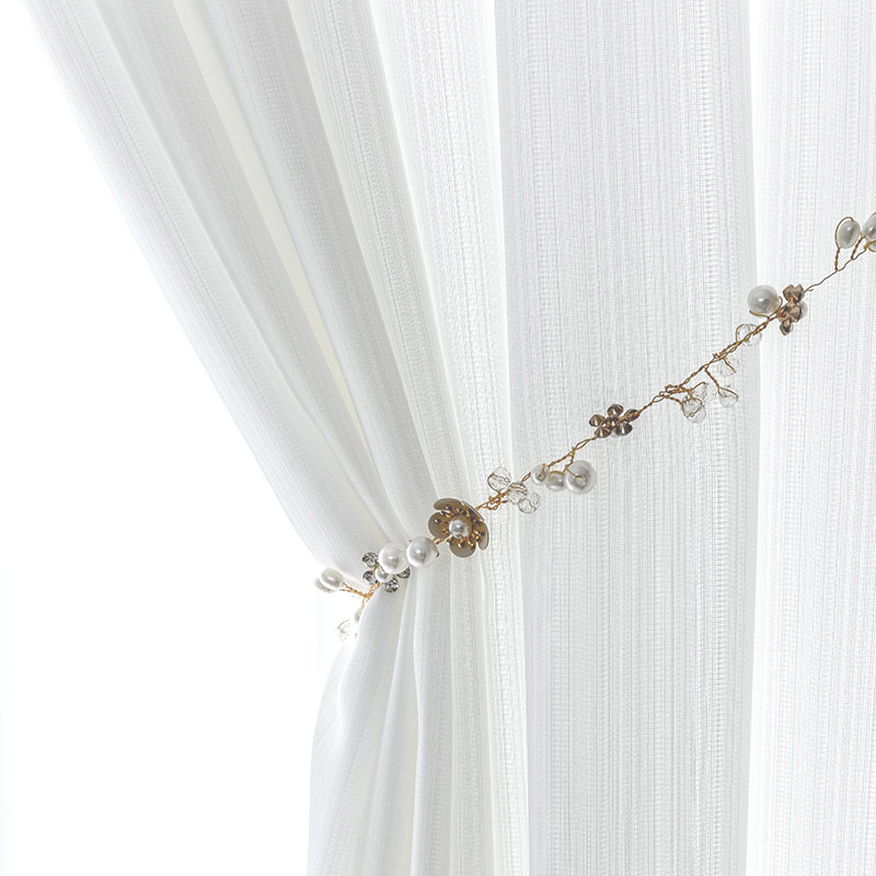 2021新款韩国原版暗纹条理半遮光透光不透人隔断白纱阳台客厅窗帘|ru