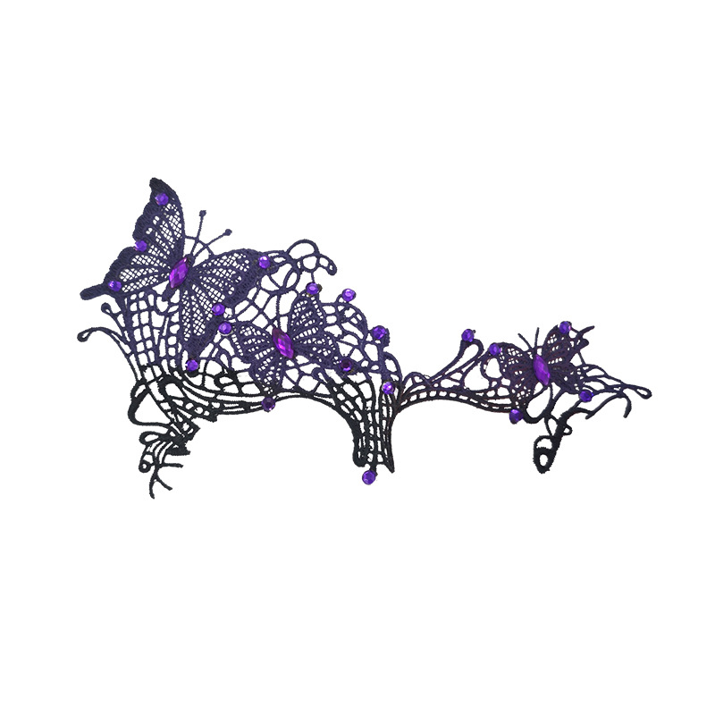 Transfronterizos para la fijación de pestañas de maquillaje de mariposa de diamante de encaje, máscara de mitad de cara, gafas accesorios