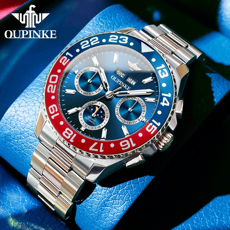 Oupike 2025 New Multi-Functional Fully Automatic Mechanical Watch High-End Labor Luminous Waterproof Business Perpetual Calendar Men's Watch