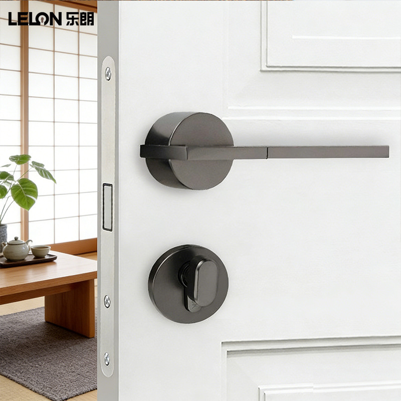 Cerradura de puerta interior de madera personalizada, silenciosa, estilo japonés, con manija sólida dividida de aleación de zinc, cerradura magnética silenciosa para interiores.