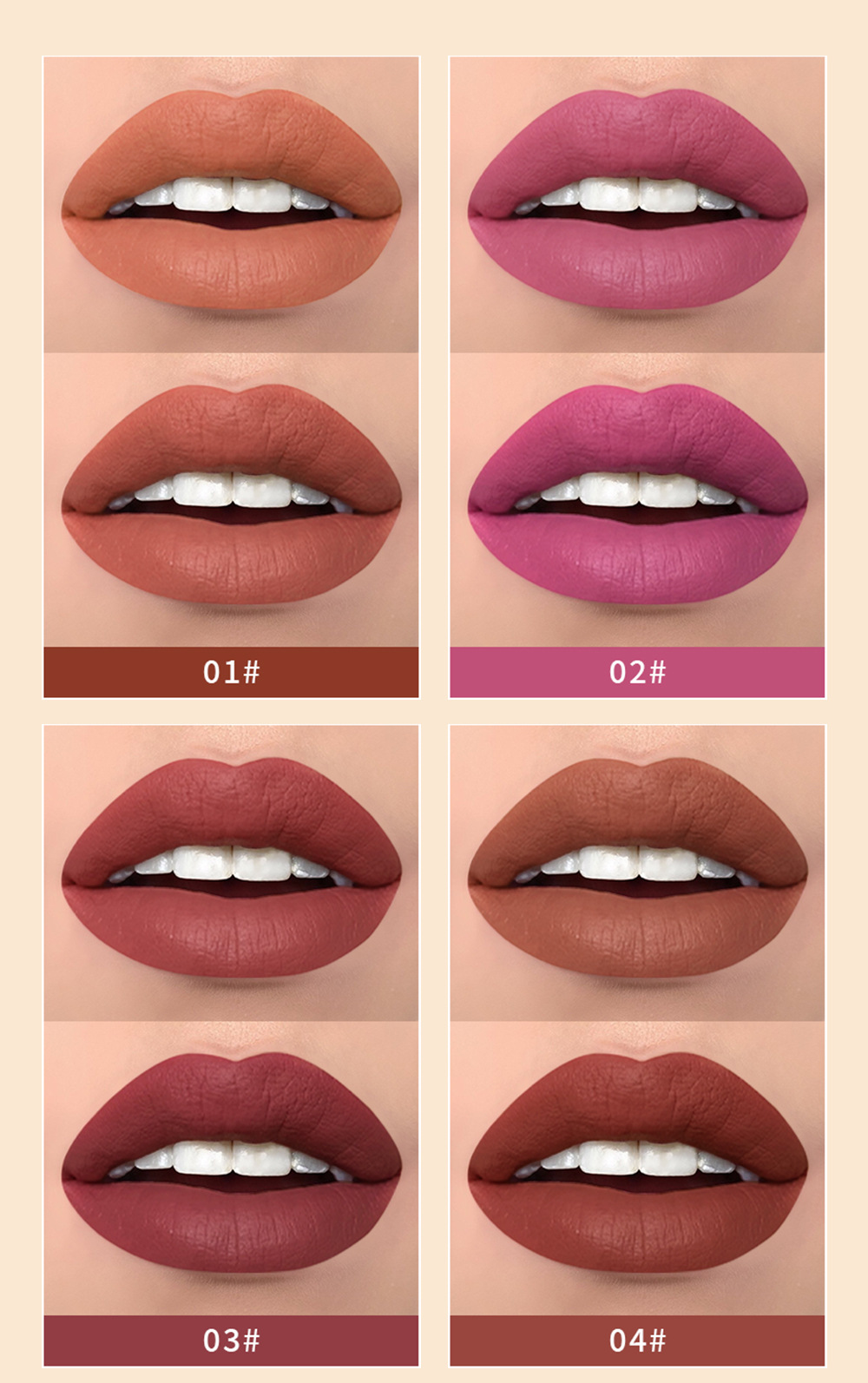 QIBEST double-headed velvet makes the lips look fair and red, does not fade easily, matte non-stick cup, long-lasting natural three-dimensional lip gloss, cross-border undefined
