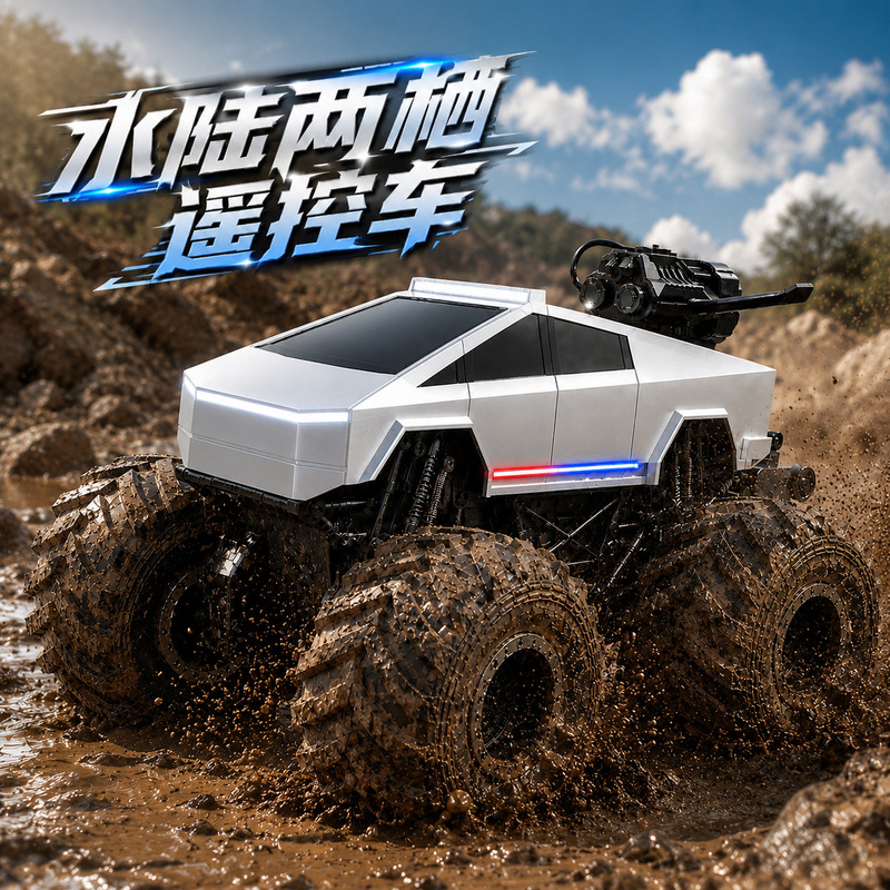 Cross-border remote control car, amphibious off-road vehicle, stunt climbing four-wheel drive beach remote control car toy, big-foot amphibious vehicle