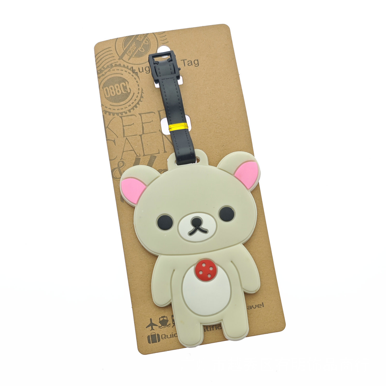 Creativo lindo oso negro y blanco fácil oso tarjeta de embarque de silicona maleta de viaje colgante de remolque tarjeta