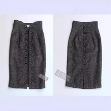 2025新款半身裙秋冬新品毛呢高腰复古包臀修身中裙现货韩版女裙