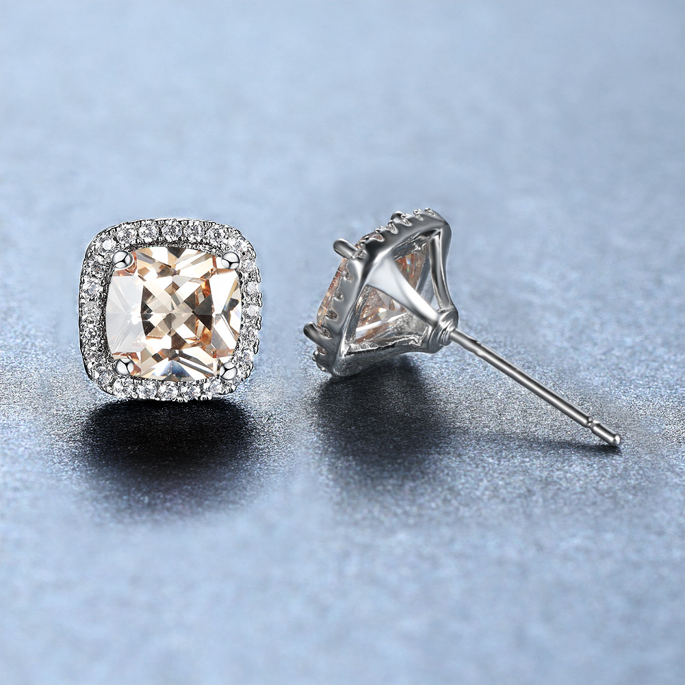 Fashion Geometric Copper Inlay Zircon Ear Studs 1 Pair