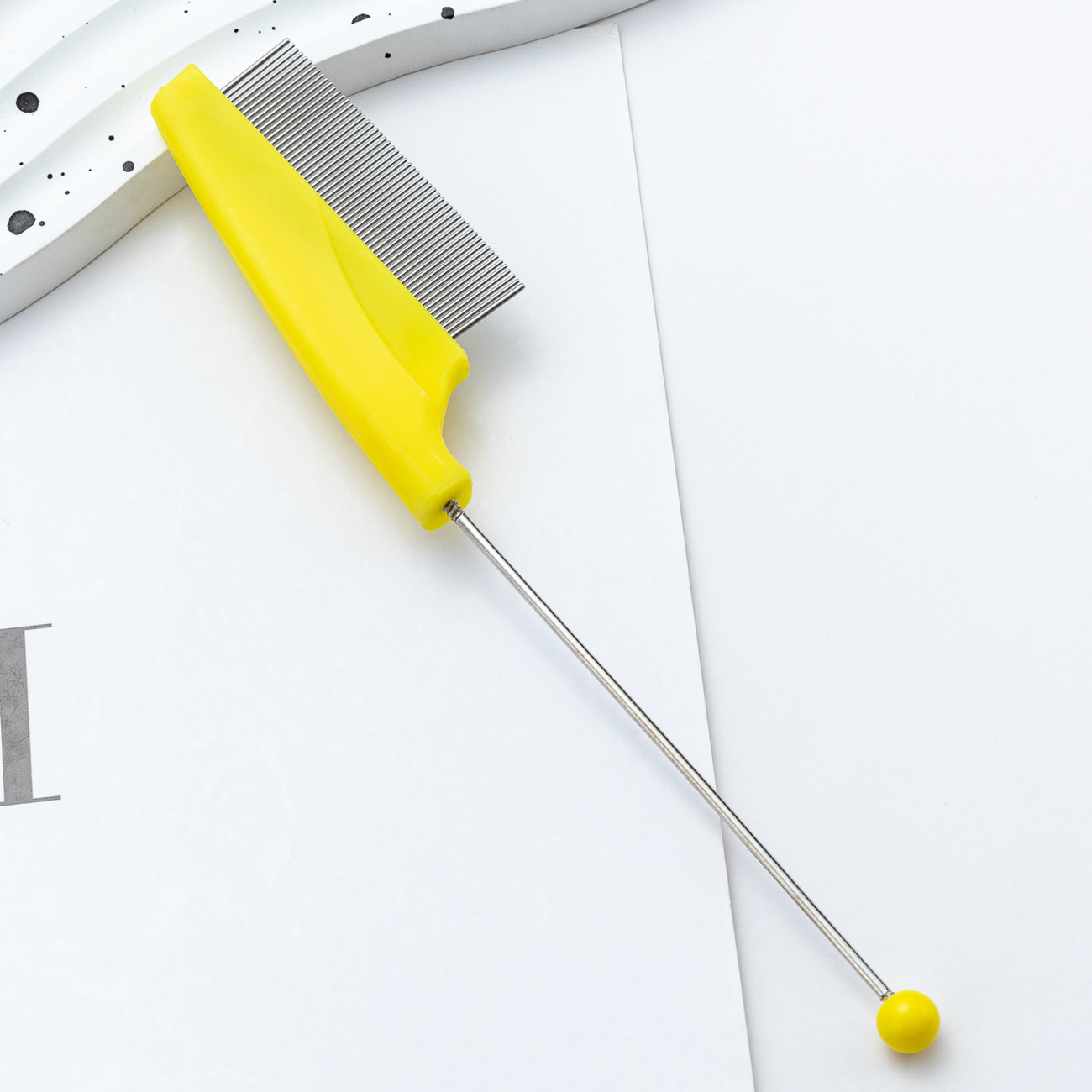 DIY pein de perlas para mascotas acero inoxidable para perros y gatos pein de una sola fila para eliminar el cabello flotante pein de aguja para limpiar belleza pein de mascotas