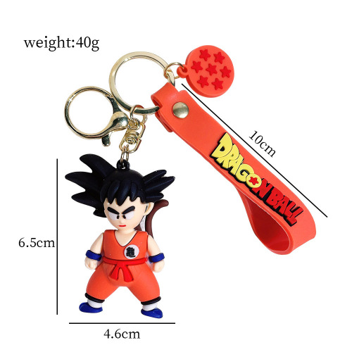Cartoon Animation Dragon Ball Keychain Three-dimensional Monkey King Doll School Bag Car Keychain Pendant Gift Wholesale