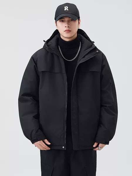 2026 Autumn/Winter Fleece-Lined Thickened Cotton Jacket with Zipper and Hood, Loose Casual Versatile Couple's Workwear Coat