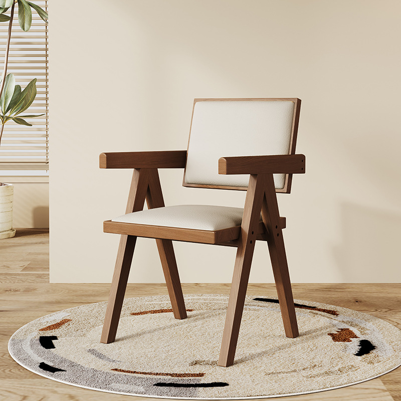 Sillas de comedor de madera maciza sillas medievales nórdicas con reposabrazos sillas K sillas de caña domésticas sillas de caña Chandigarh
