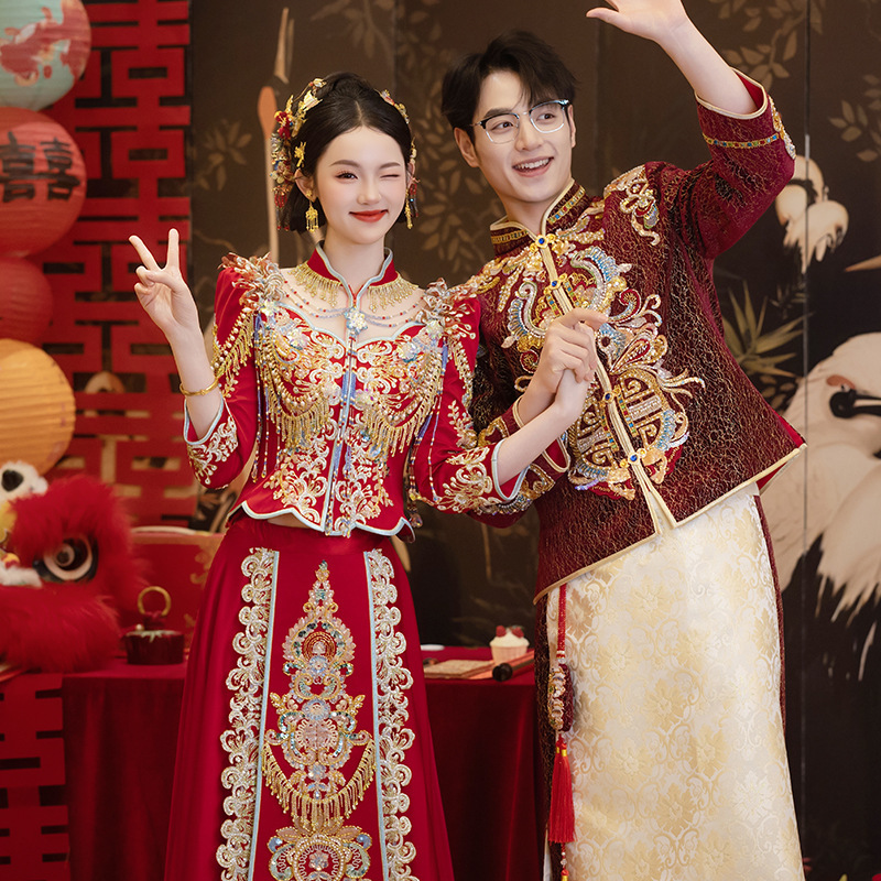Jinyuer 高級中国風秀和服ウェディングドレス 2025 新しいブライダルウェディングドレス結婚式の外出ドレス乾杯ドレス|undefined