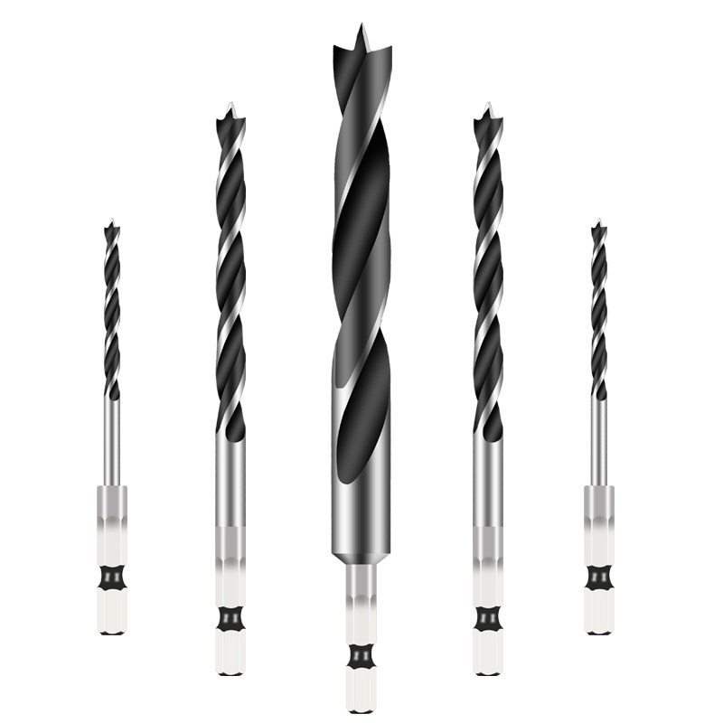 broca de tres puntas con mango hexagonal torcido perforación de madera taladro de soporte de roca taladro manual rotativo de carpintería especial para agujeros hexagonales