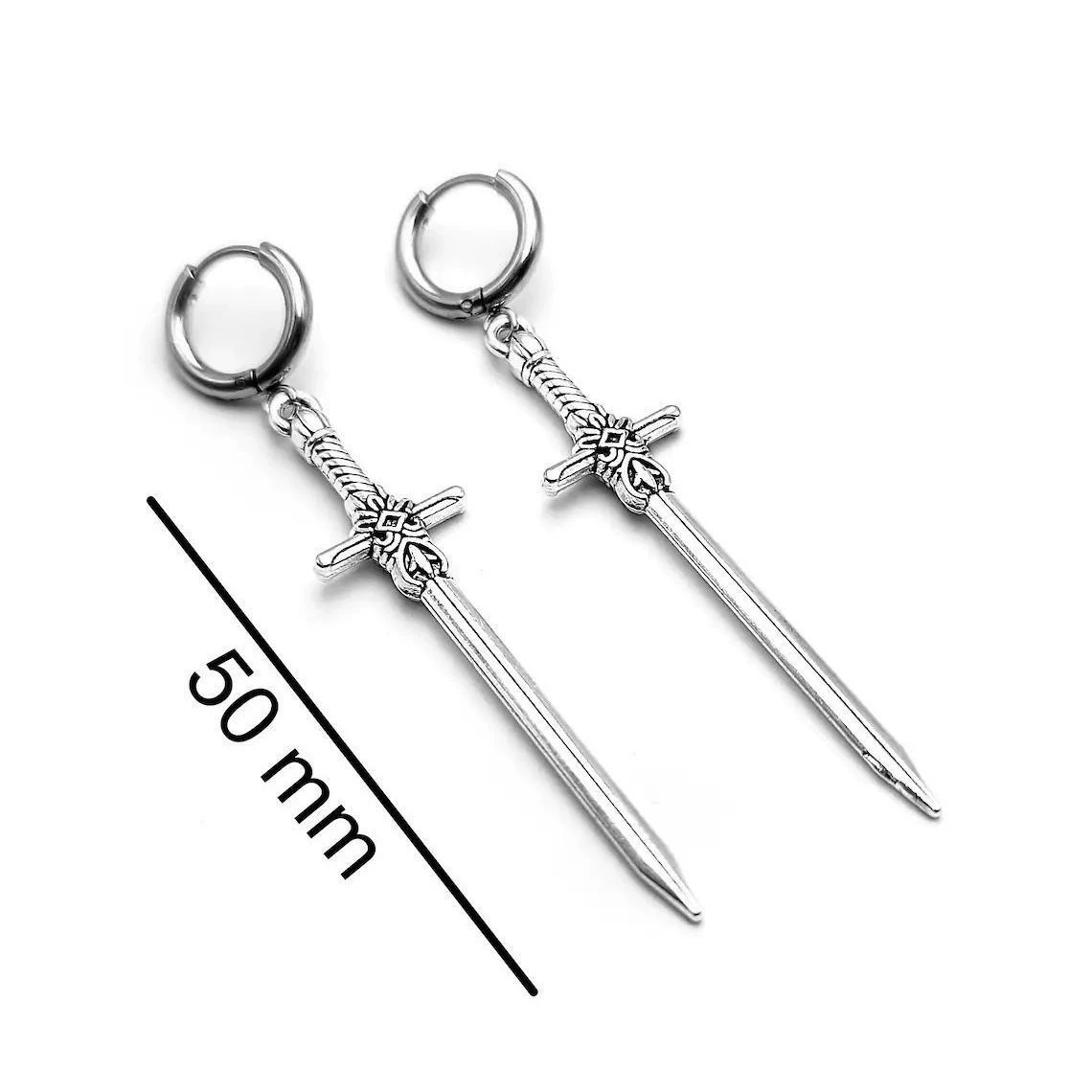 Серьги готический меч свисающие, Gothic AQ-5189, 8.8×6.8 см, легковесные 0.01 кг