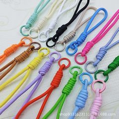カラーブロック結び目ショート携帯電話ストラップ手織りウォーターカップストラップ携帯電話ケースハンドロープリストストラップ取り外し可能