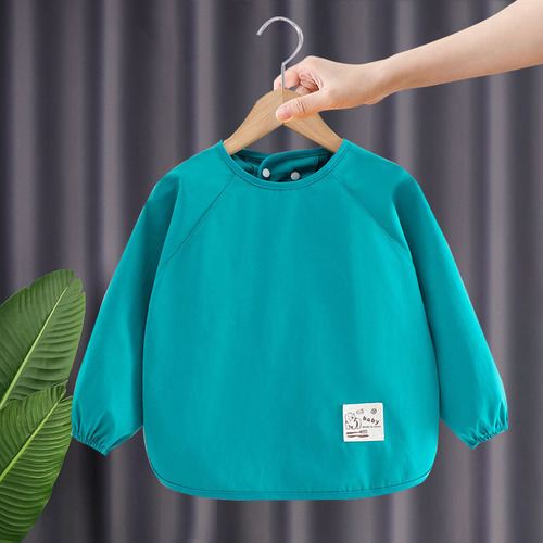 Baby smock, autumn and winter children's long-sleeved waterproof reverse dressing baby eating bib for boys and girls to wear anti-dirty apron