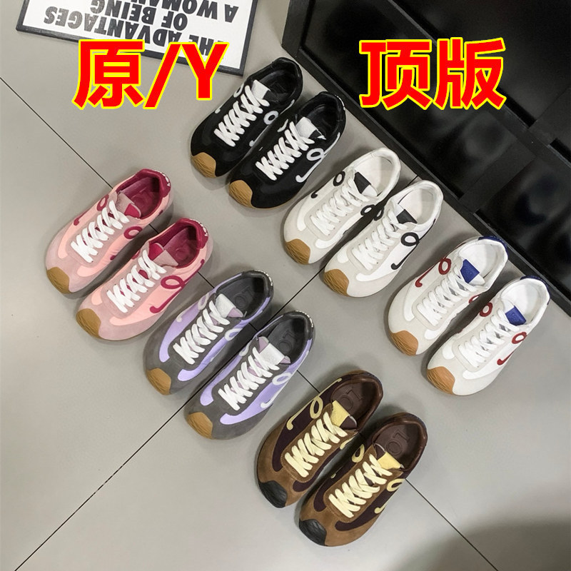 [広州オートクチュール] Luojia バレエスタイルの女性用トレーニングシューズ、厚底フォレストシューズ、男性用カラーブロックワッフルスポーツカジュアルシューズ|undefined